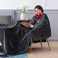 Bedsure Batamanta Polar Mujer Sofa - Manta con Mangas y Bolsillo Hombre para Pies de TV-Blanket Hoodie Suave y Acogedor…